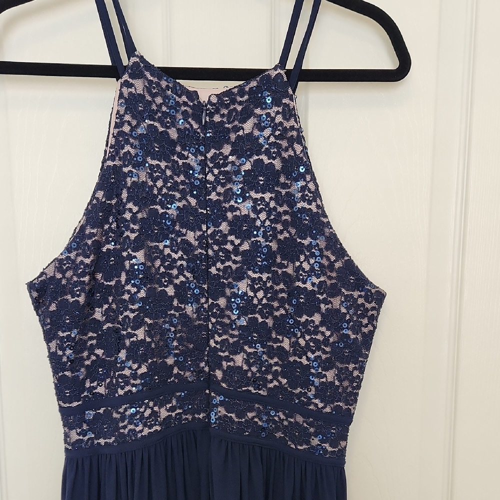 Elegant Navy Blue Lace Dress